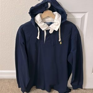 Polo by Ralph Lauren Navy and White Hooded Shirt